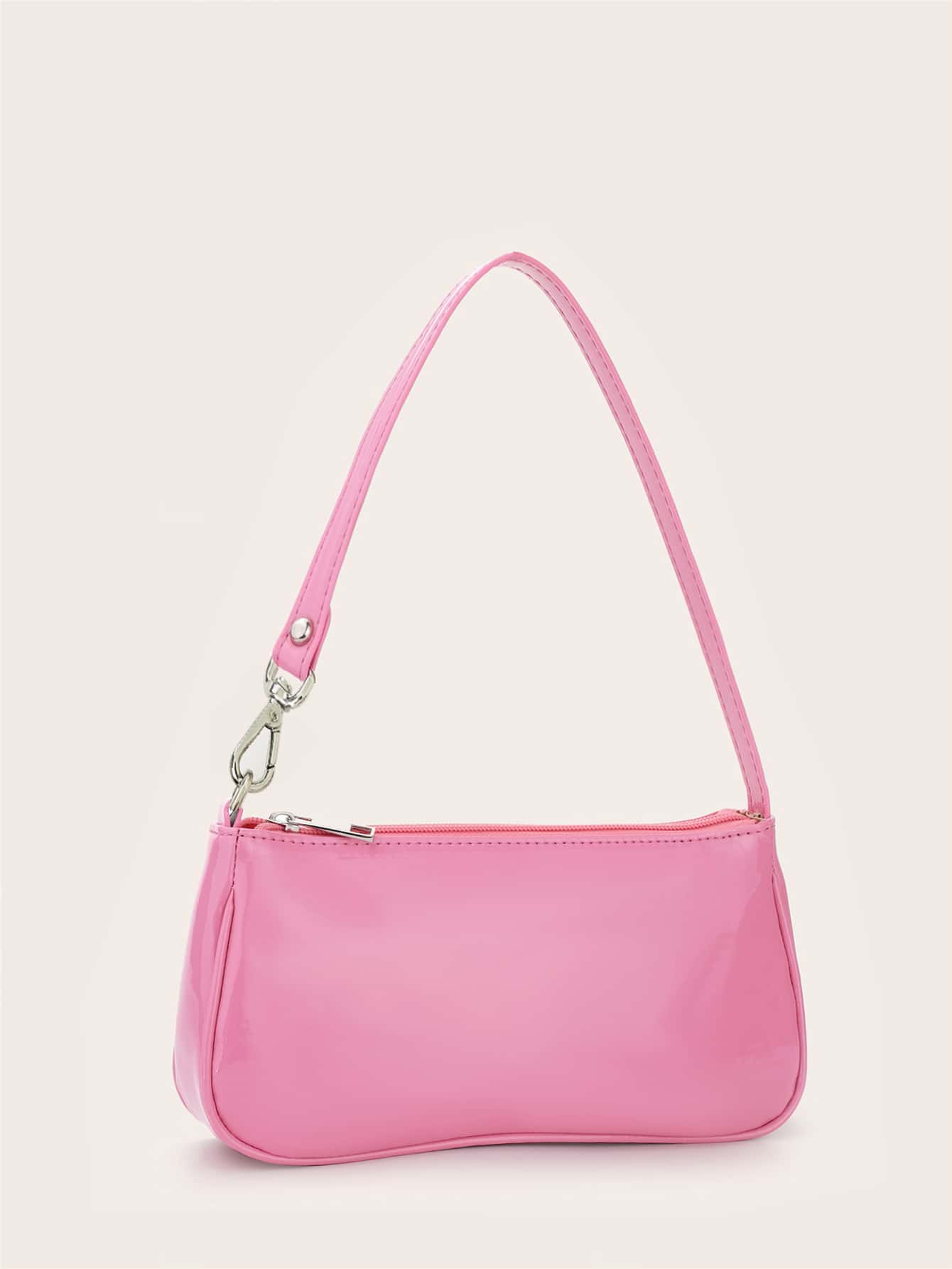 Artificial Patent Leather Bag Pink For Teen Girls Women College Students,Rookies & White-Collar Workers Perfect For Office,College,Work,Business,Commute Valentines