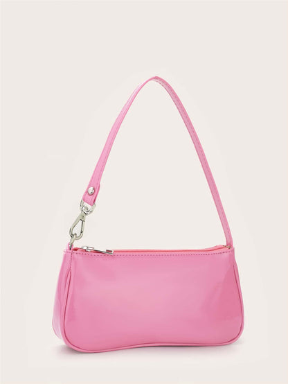 Artificial Patent Leather Bag Pink For Teen Girls Women College Students,Rookies & White-Collar Workers Perfect For Office,College,Work,Business,Commute Valentines