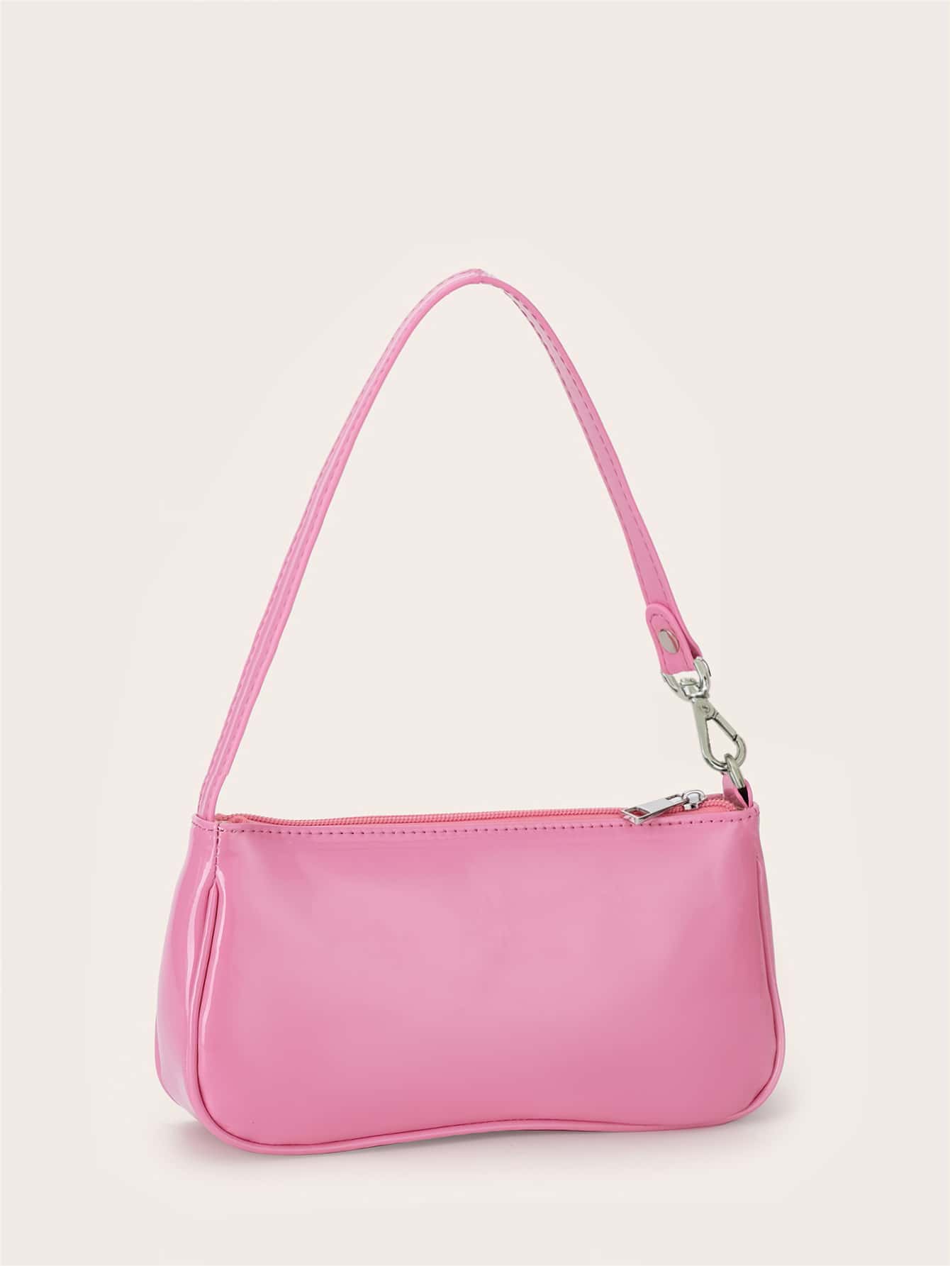 Artificial Patent Leather Bag Pink For Teen Girls Women College Students,Rookies & White-Collar Workers Perfect For Office,College,Work,Business,Commute Valentines