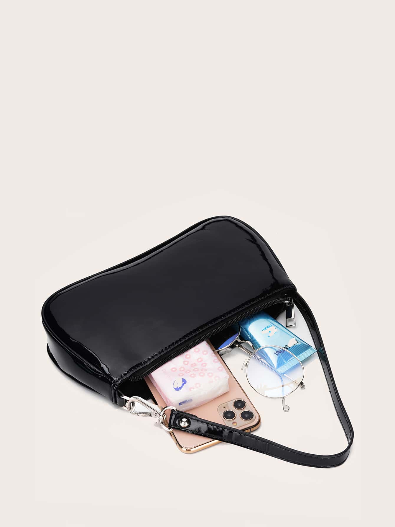 Artificial Patent Leather Bag Pink For Teen Girls Women College Students,Rookies & White-Collar Workers Perfect For Office,College,Work,Business,Commute Valentines