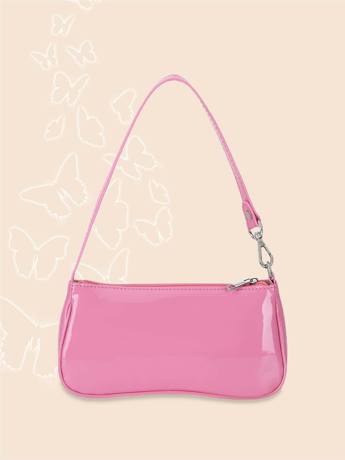 Artificial Patent Leather Bag Pink For Teen Girls Women College Students,Rookies & White-Collar Workers Perfect For Office,College,Work,Business,Commute Valentines