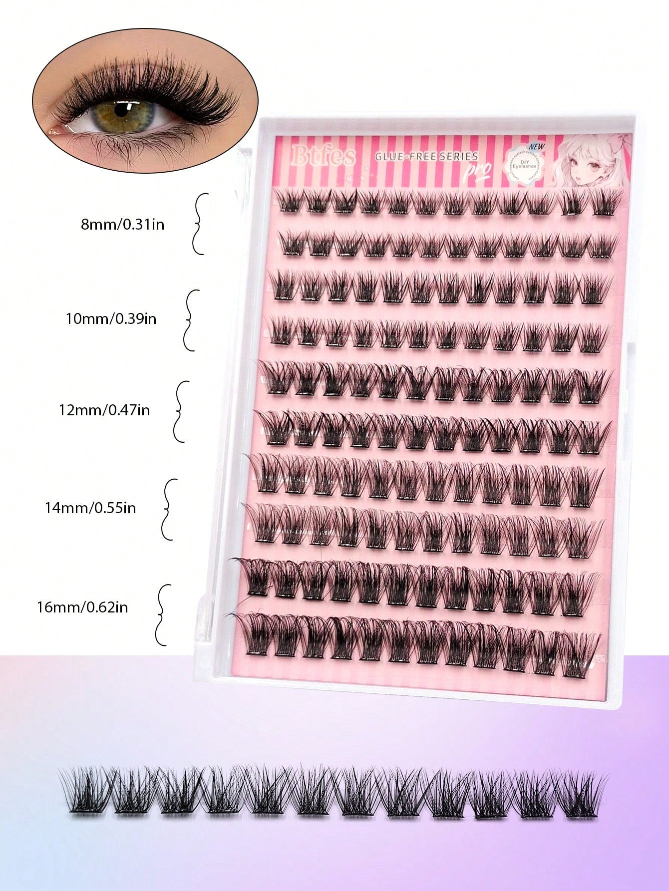 Asiteo 120pcs D-Shape Self-Adhesive Eyelash Clusters, Natural Makeup Effect, No Glue Needed, Long-Lasting & Non-Sticky, Pre-Coated Eyelash Clusters, False Eyelashes, DIY Eyelash Extension