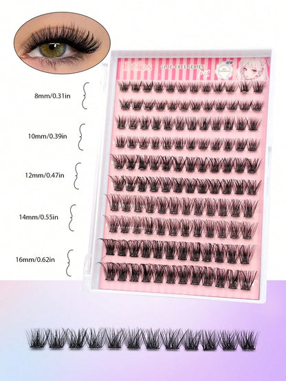 Asiteo 120pcs D-Shape Self-Adhesive Eyelash Clusters, Natural Makeup Effect, No Glue Needed, Long-Lasting & Non-Sticky, Pre-Coated Eyelash Clusters, False Eyelashes, DIY Eyelash Extension