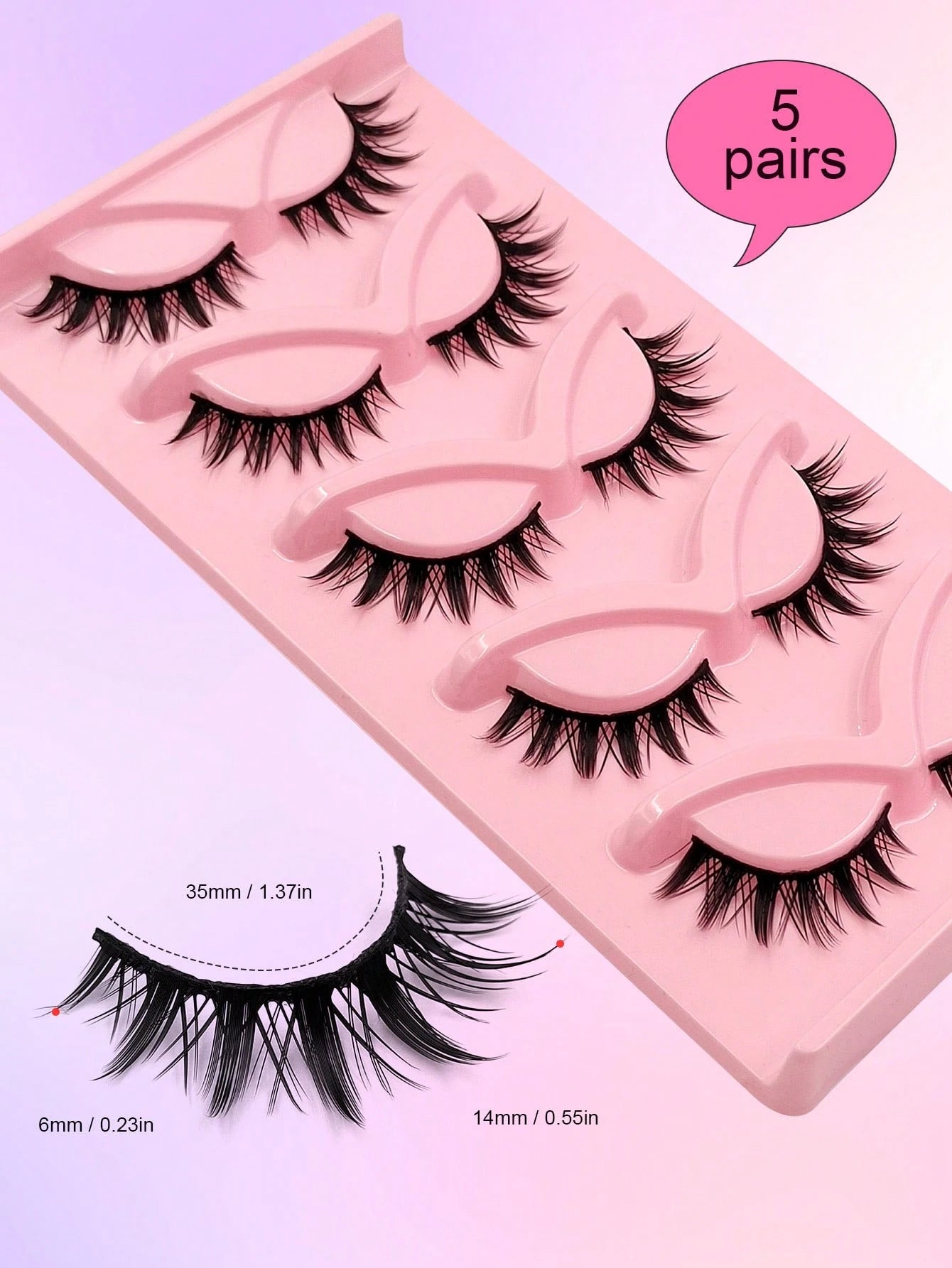 Asiteo 5 Pairs Spike Cartoon False Eyelashes, Japanese Anime Thick Cosplay False Lashes, Natural Thin Faux Mink False Eyelashes, Full Strip Doll Fake Lashes