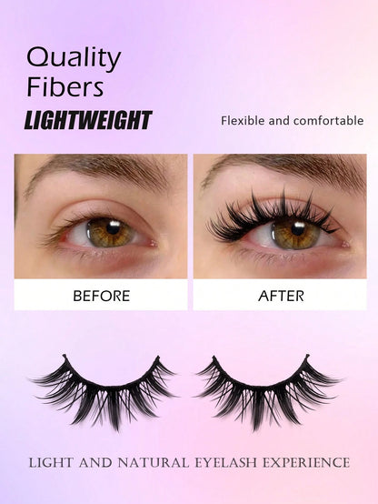 Asiteo 5 Pairs Spike Cartoon False Eyelashes, Japanese Anime Thick Cosplay False Lashes, Natural Thin Faux Mink False Eyelashes, Full Strip Doll Fake Lashes