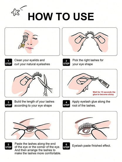Asiteo 5 Pairs Spike Cartoon False Eyelashes, Japanese Anime Thick Cosplay False Lashes, Natural Thin Faux Mink False Eyelashes, Full Strip Doll Fake Lashes