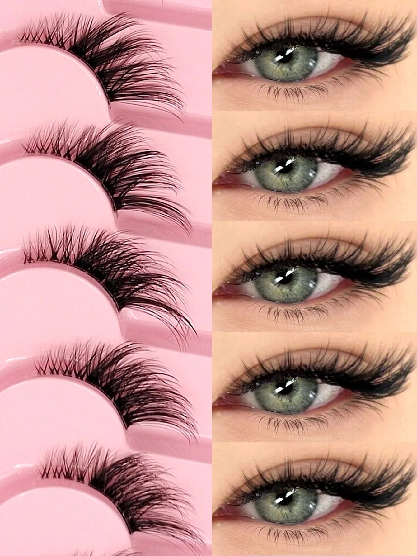 Asiteo 7 Pairs Half-Strip False Eyelashes, Transparent Band With Cat Eye Tail Extension, & Delicate Faux Mink Lashes, Fluffy & Soft, For Makeup Look, Aesthetic