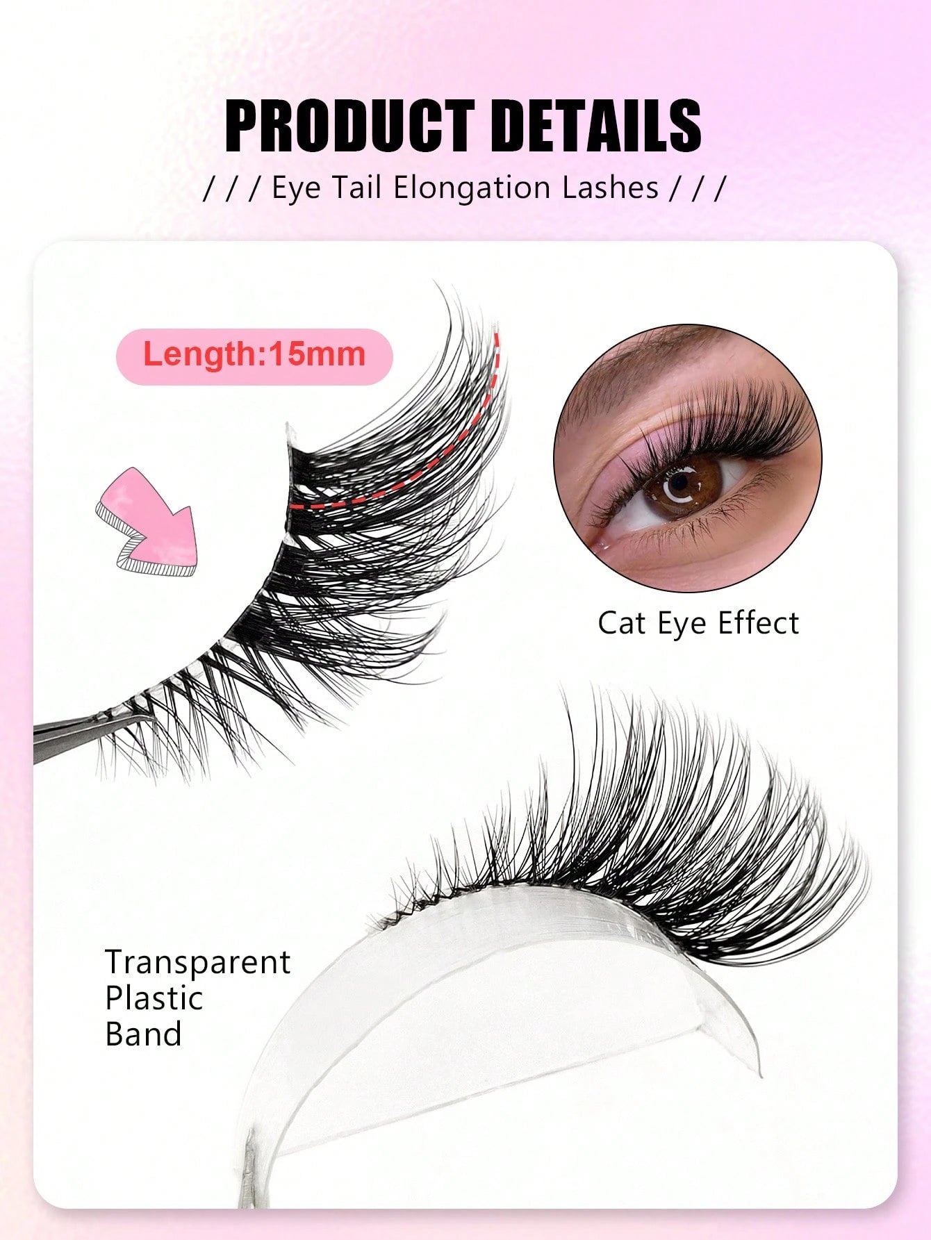 Asiteo 7 Pairs Half-Strip False Eyelashes, Transparent Band With Cat Eye Tail Extension, & Delicate Faux Mink Lashes, Fluffy & Soft, For Makeup Look, Aesthetic