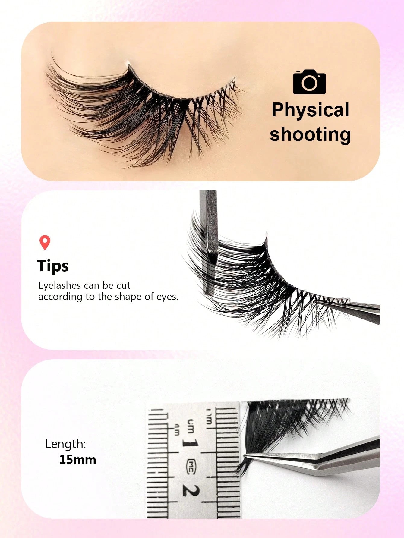 Asiteo 7 Pairs Half-Strip False Eyelashes, Transparent Band With Cat Eye Tail Extension, & Delicate Faux Mink Lashes, Fluffy & Soft, For Makeup Look, Aesthetic
