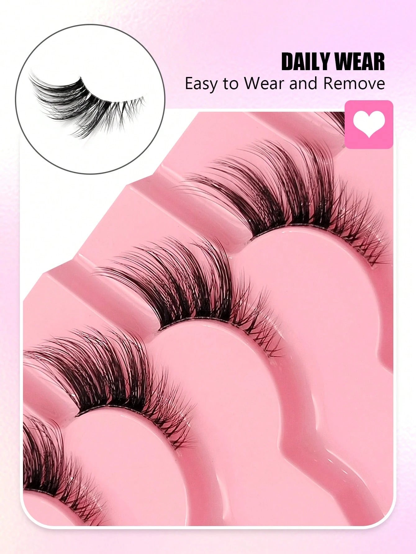 Asiteo 7 Pairs Half-Strip False Eyelashes, Transparent Band With Cat Eye Tail Extension, & Delicate Faux Mink Lashes, Fluffy & Soft, For Makeup Look, Aesthetic