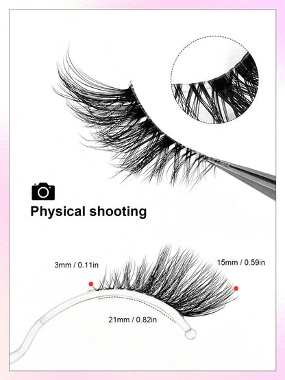 Asiteo 7 Pairs Half-Strip False Eyelashes, Transparent Band With Cat Eye Tail Extension, & Delicate Faux Mink Lashes, Fluffy & Soft, For Makeup Look, Aesthetic