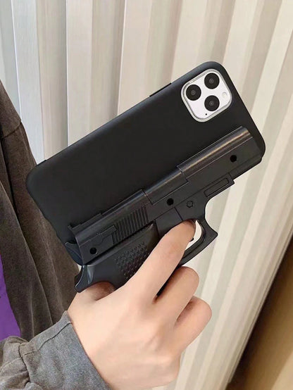 Asymmetrical Shaped Cute Pink Novelty Cases Unique Shaped Pink Ugly Cute Funny Toy Gun Protective Case Compatible With Apple 16, 17/17 Pro/17 Pro Max, 15, 14, 13, 12, 11 Pro Max Creative Niche Design