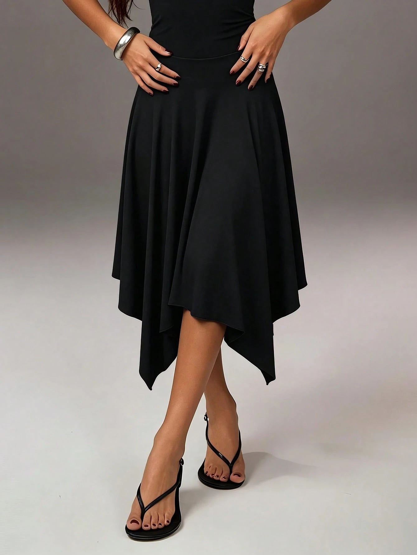 Athîral Women's Casual Spaghetti Strap Solid Color Knit Asymmetric Asymmetrical Midi Dress, Women's Flowy Everyday Dress, Casual Dress