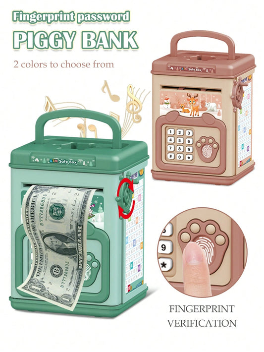 ATM Piggy Bank With Large Capacity, Fingerprint Lock, Coin Rolling Sound Effect, Children Toy Gift For Boys And Girls, Some Accessories Randomly Included (Batteries Not Included)