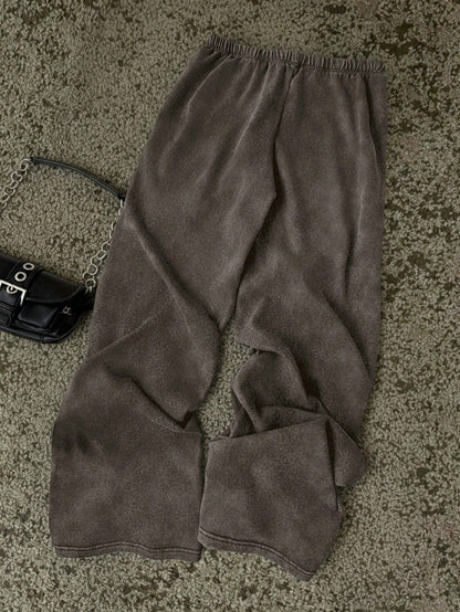 Attitoon Women's Casual Drawstring Waist Washed Cotton Pants, Minimalist Solid Color, Suitable For Daily Commute