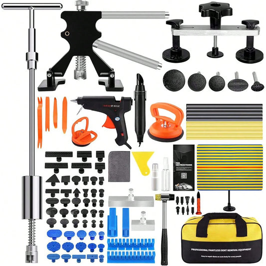Auto Body Dent Repair Kit, Paint-Friendly Dent Repair Kit With Lifter, Bridge Puller, Rubber Hammer, T-Bar, Suction Cup, Dent Puller For Auto Body Dents
