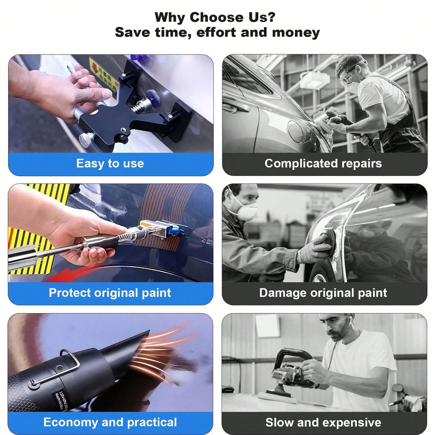 Auto Body Dent Repair Kit, Paint-Friendly Dent Repair Kit With Lifter, Bridge Puller, Rubber Hammer, T-Bar, Suction Cup, Dent Puller For Auto Body Dents