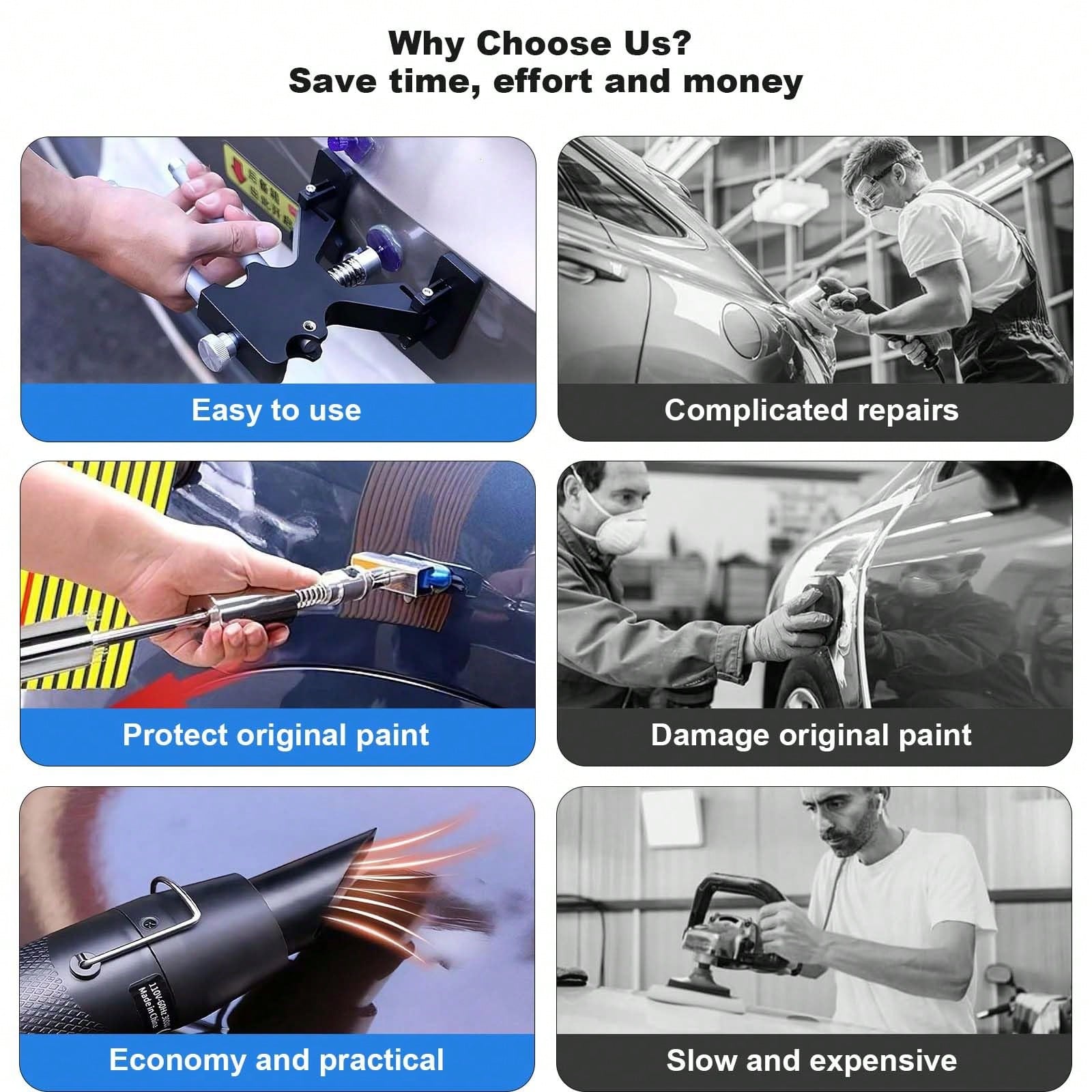 Auto Body Dent Repair Kit, Paint-Friendly Dent Repair Kit With Lifter, Bridge Puller, Rubber Hammer, T-Bar, Suction Cup, Dent Puller For Auto Body Dents