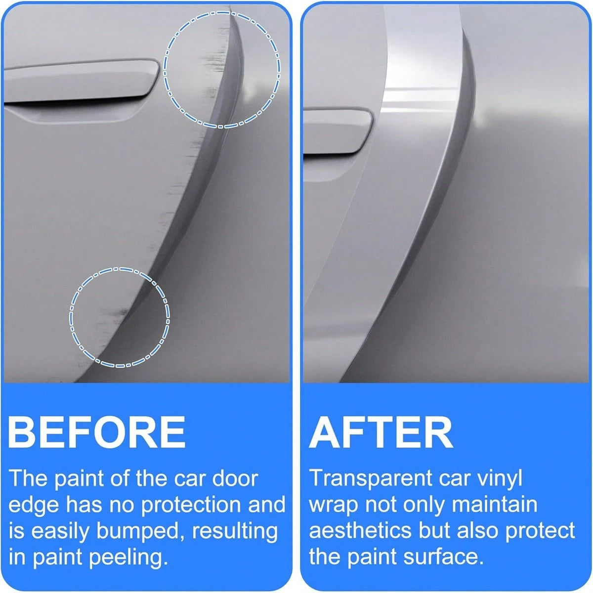 Automotive Transparent Protective Film- Scratch Resistant, Waterproof, Anti-Peel Paint Protector For Car Doors, Car Door Barriers, Car Interior, Bumper, Hood Paint Protector, Suitable For Most Cars