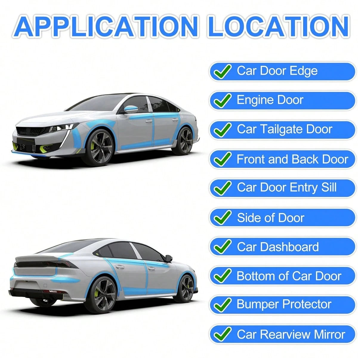 Automotive Transparent Protective Film- Scratch Resistant, Waterproof, Anti-Peel Paint Protector For Car Doors, Car Door Barriers, Car Interior, Bumper, Hood Paint Protector, Suitable For Most Cars