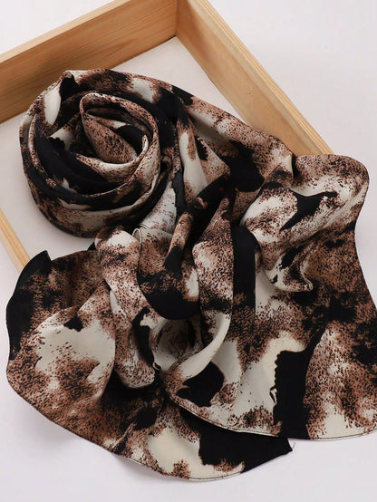 Autumn/Winter New Women's Tie-Dye Satin Printed Hijab