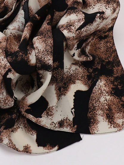 Autumn/Winter New Women's Tie-Dye Satin Printed Hijab