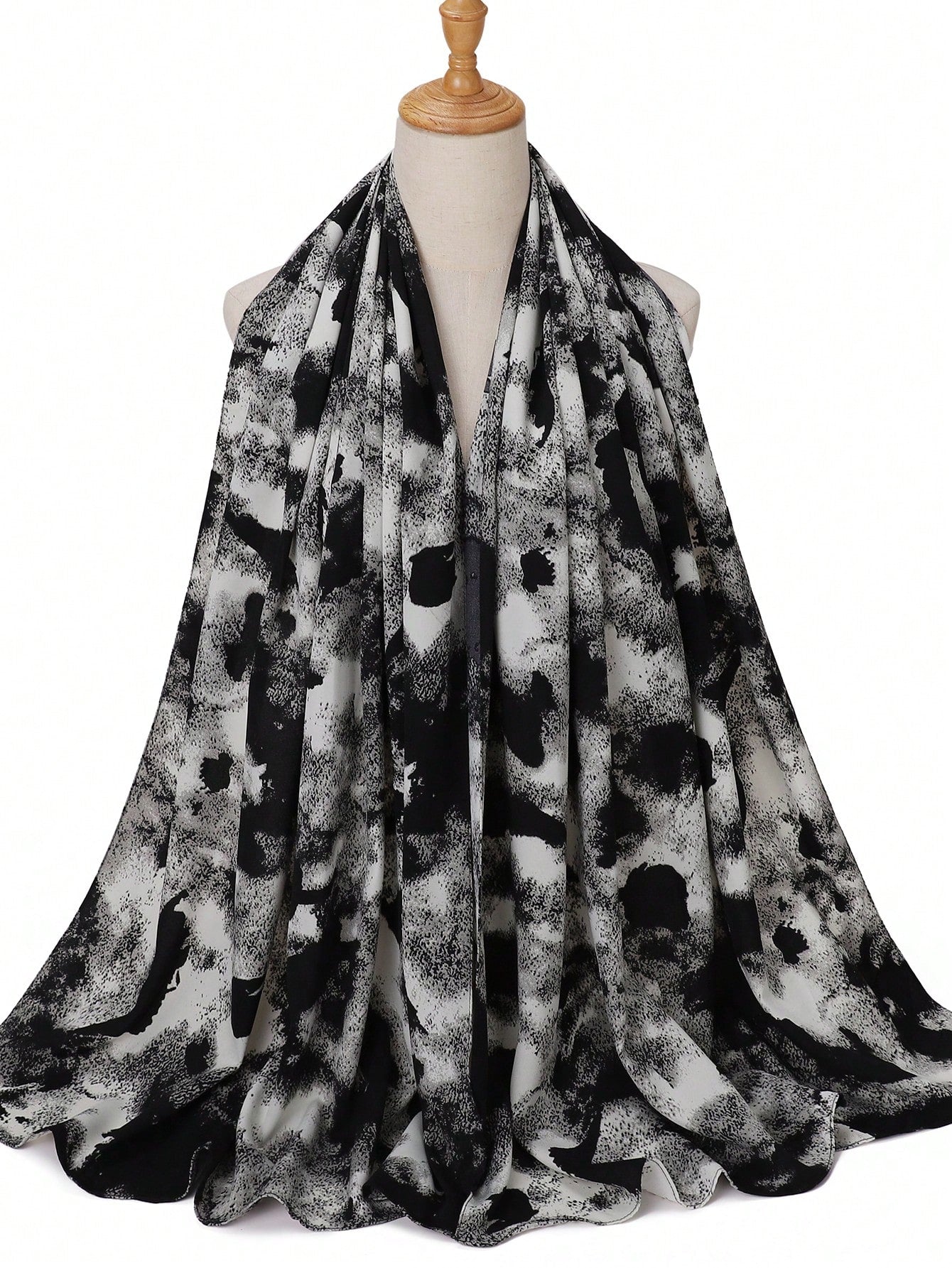 Autumn/Winter New Women's Tie-Dye Satin Printed Hijab
