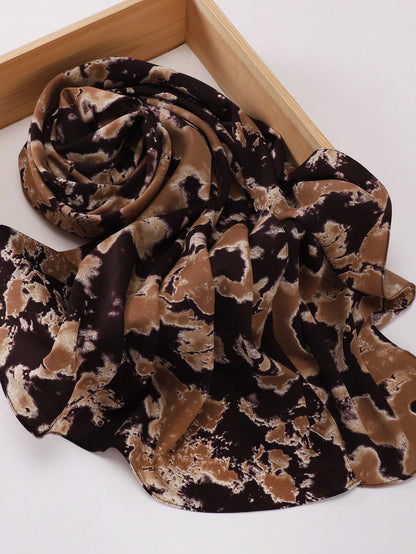 Autumn/Winter New Women's Tie-Dye Satin Printed Hijab