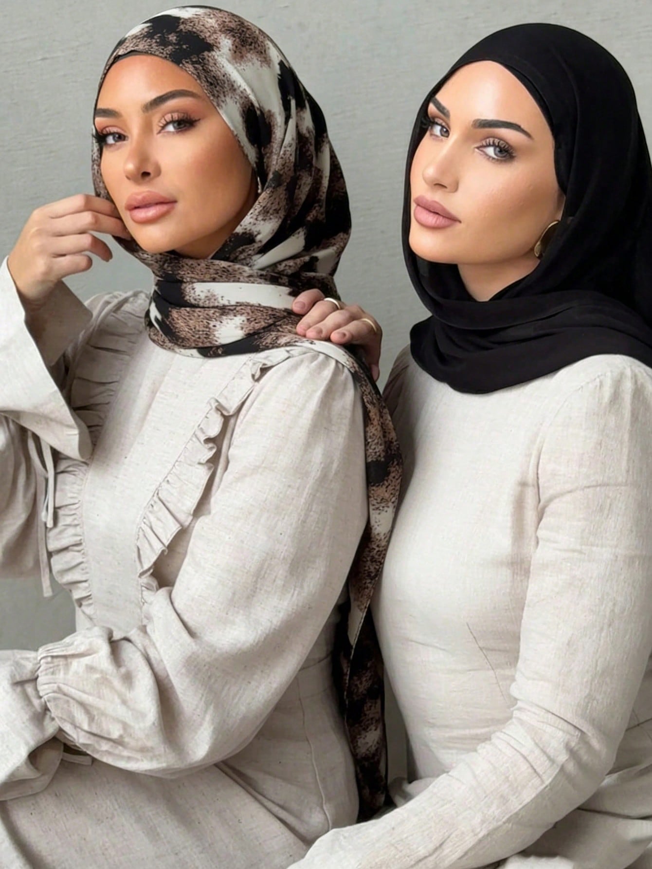 Autumn/Winter New Women's Tie-Dye Satin Printed Hijab