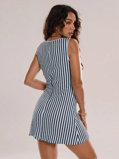 Avantive Green Stripe Summer 90s Retro 2000s Casual 70s Elegant Brunch Vacation Women Dress Beach Renaissance Fair Country Concert Y2k Graduation Festival Boho