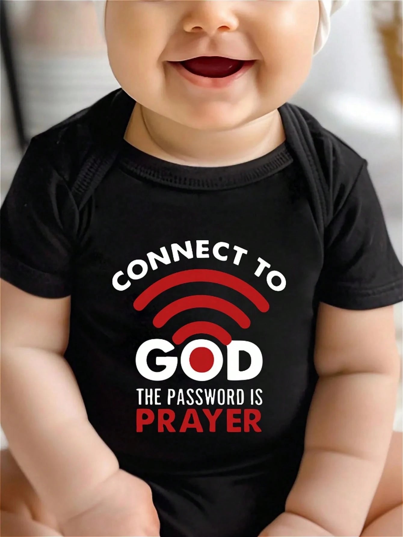 AYJK7 Connect To God The Password Is Prayer Print Funny Newborn Clothes 100% Cotton Triangle Jumpsuit, Casual Comfortable Short Sleeve Baby Romper