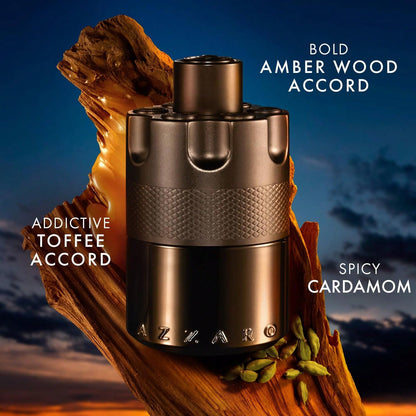 Azzaro Wanted Fragrance Collection – 3.4Options (100ml): Parfum (Ginger & Bourbon Vanilla), Elixir (Raspberry & Leather), Or EDP Intense (Cardamom & Toffee). Long-Lasting Men's Fragrances.