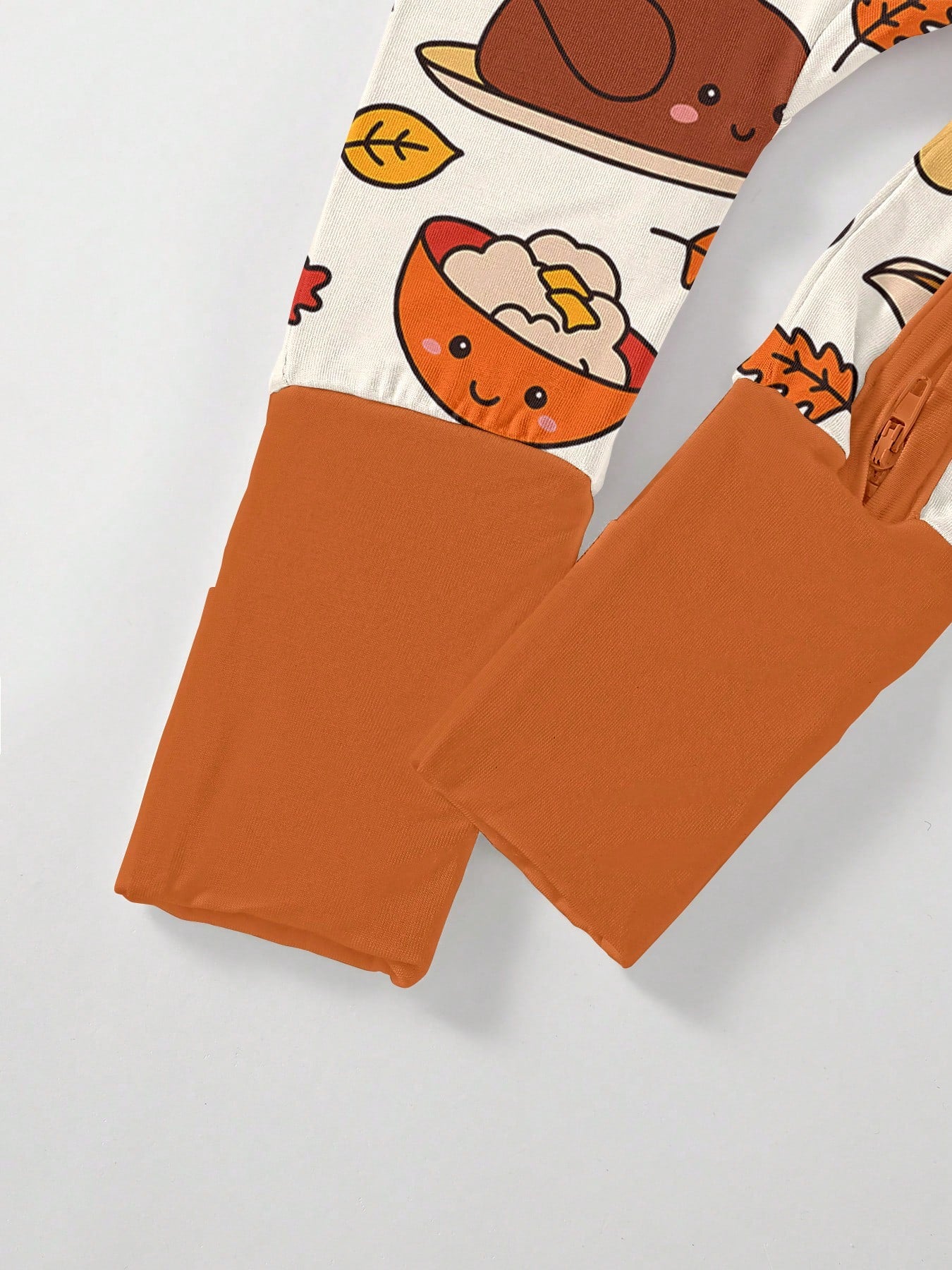 Baby Bamboo Fiber Zip-Up, Fall Turkey Pumpkin Pie Bread Print Romper, All-Season Knit Fabric Skinny Fit With Zipper Detail, Boy Baby Clothes, Perfect For Outdoor Thanksgiving Day Gift.