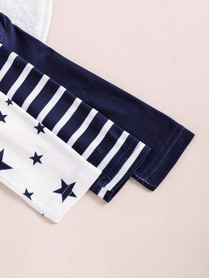 Baby Boy 3pcs Star & Striped Print Jumpsuit Set
