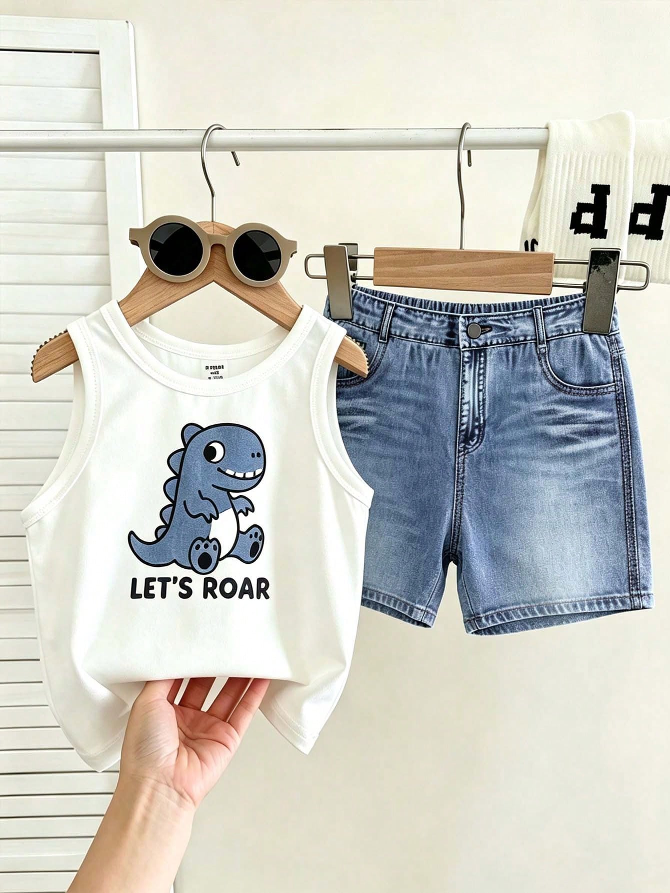 Baby Boy Casual Minimalist Soft Comfortable Outfit Suitable For Spring And Summer