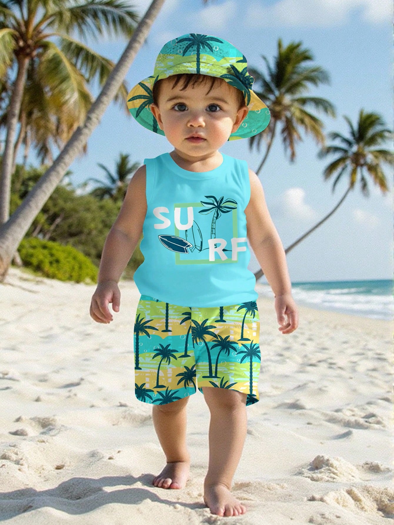 Baby Boy Casual Minimalist Soft Comfortable Outfit Suitable For Spring And Summer
