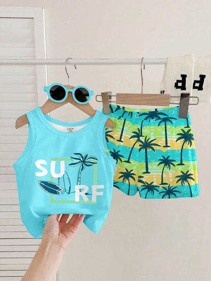 Baby Boy Casual Minimalist Soft Comfortable Outfit Suitable For Spring And Summer