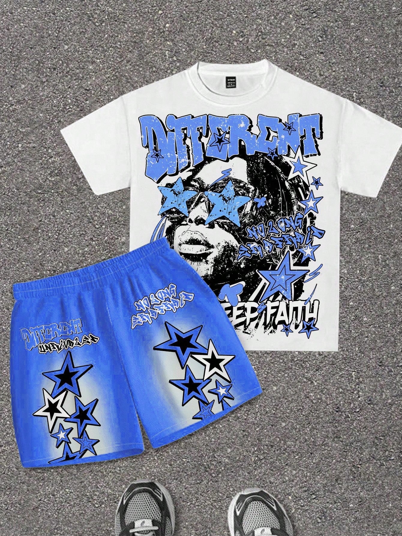 Baby Boy Casual Minimalist T-Shirt Set Suitable For Summer, New Arrival Casual Minimalist, Y2K, Statue Of Liberty Classic Fashion, Tie-Dye, Cool Style, Sports Style, Loose Comfortable Crew Neck Short