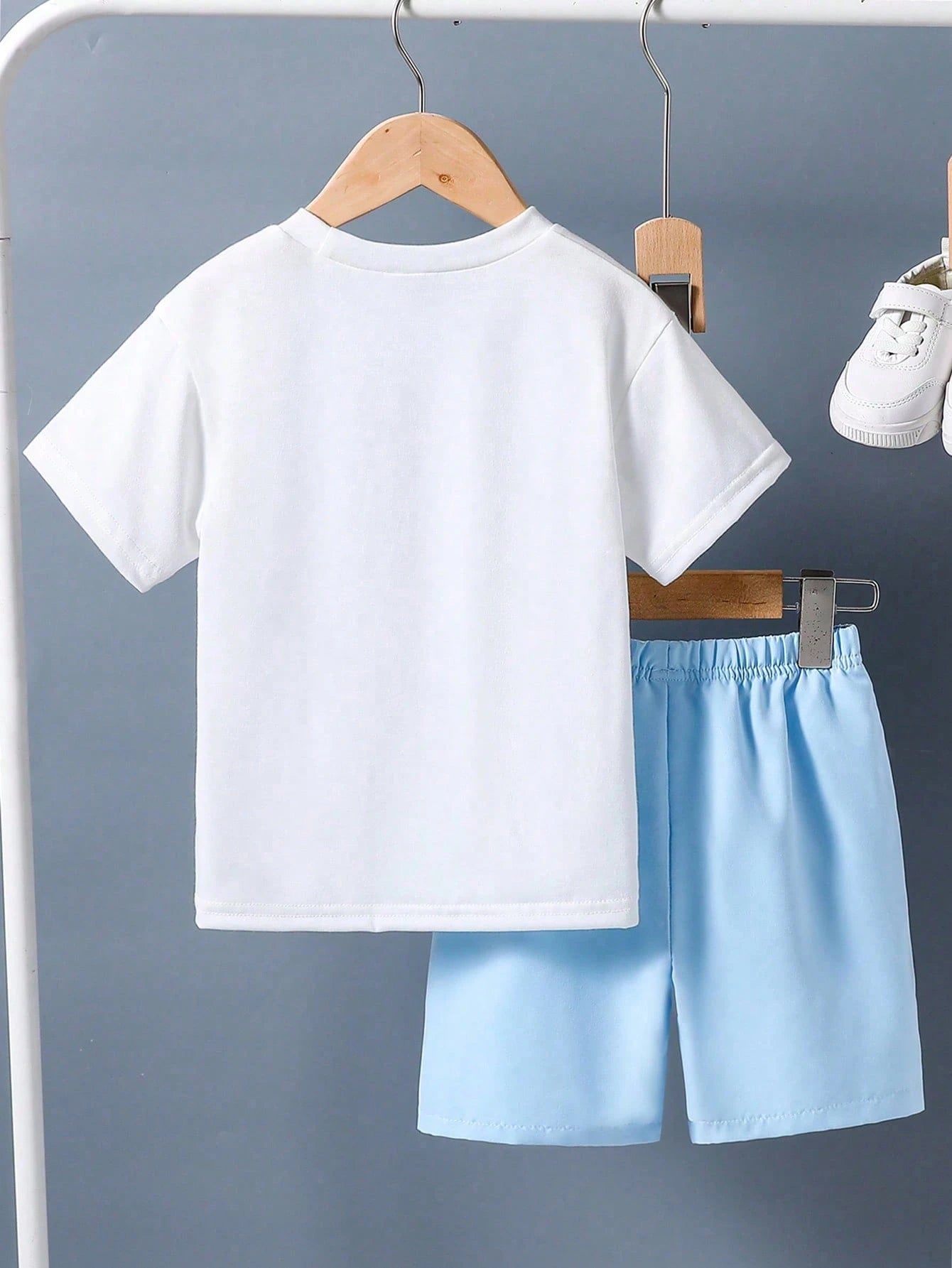 Baby Boy Coconut Tree Print Round Neck Short Sleeve T-Shirt And Shorts Casual Daily Outfit