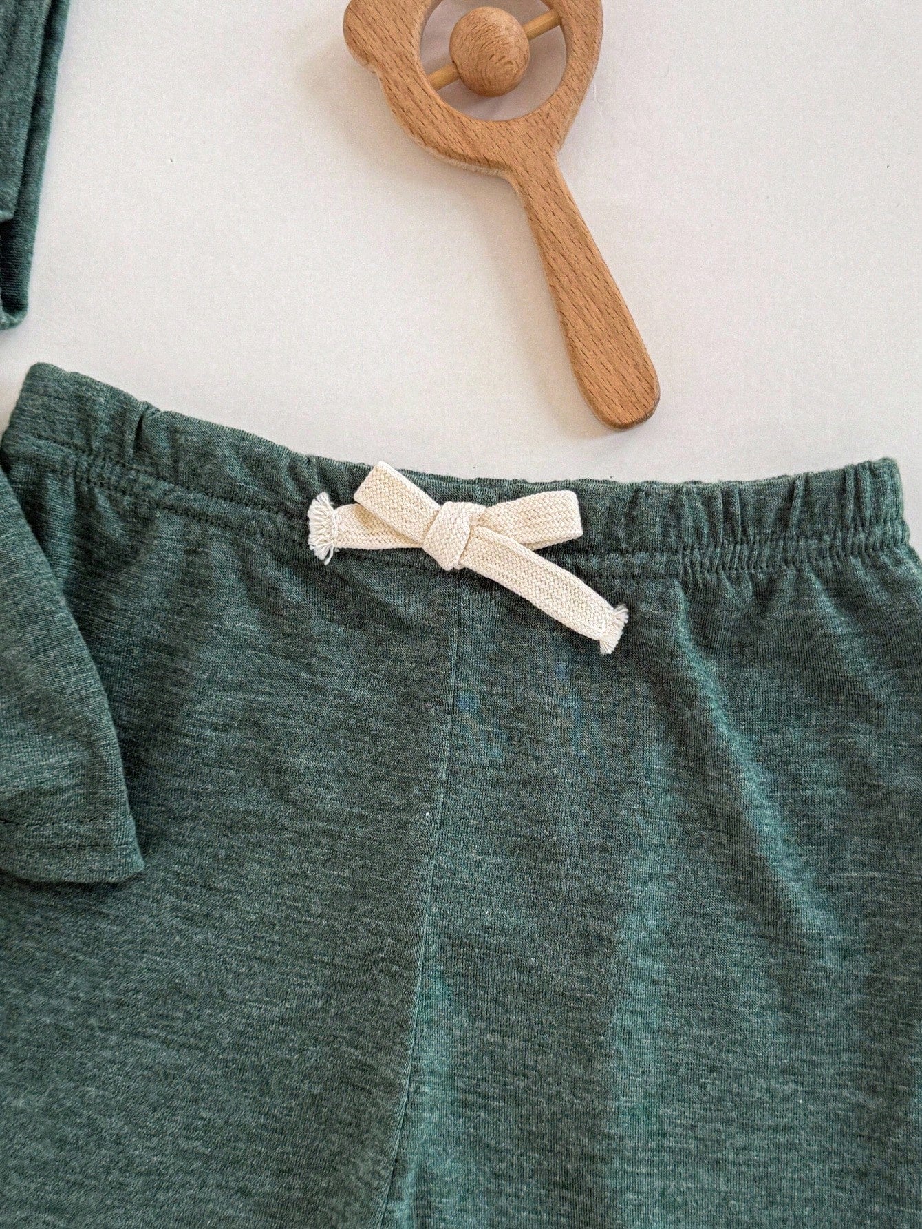 Baby Boy/Girl Dark Green Summer Casual 2-Piece Set,Soft&Elastic Knitted Crew Neck Short Sleeve Top And Elastic Waist Pants For Work,School And Home