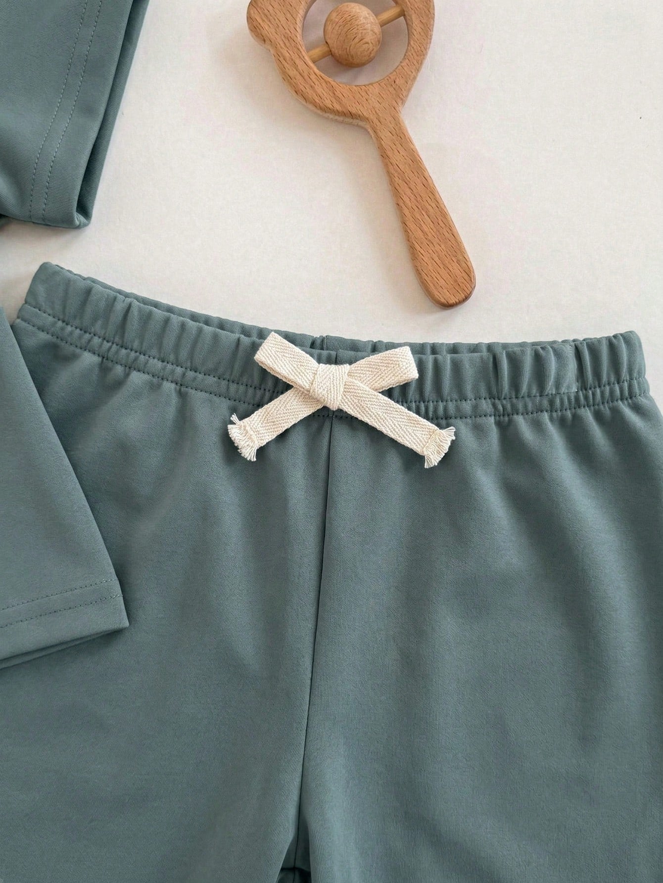 Baby Boy/Girl Dark Green Summer Casual 2-Piece Set,Soft&Elastic Knitted Crew Neck Short Sleeve Top And Elastic Waist Pants For Work,School And Home