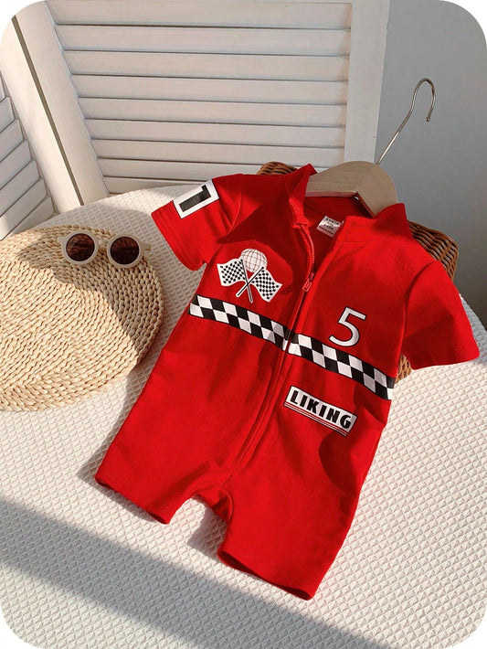 Baby Boy/Girl Letter Pattern Soft Knit Short Sleeve Romper & Shorts Set