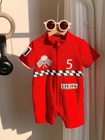 Baby Boy/Girl Letter Pattern Soft Knit Short Sleeve Romper & Shorts Set