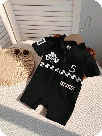 Baby Boy/Girl Letter Pattern Soft Knit Short Sleeve Romper & Shorts Set