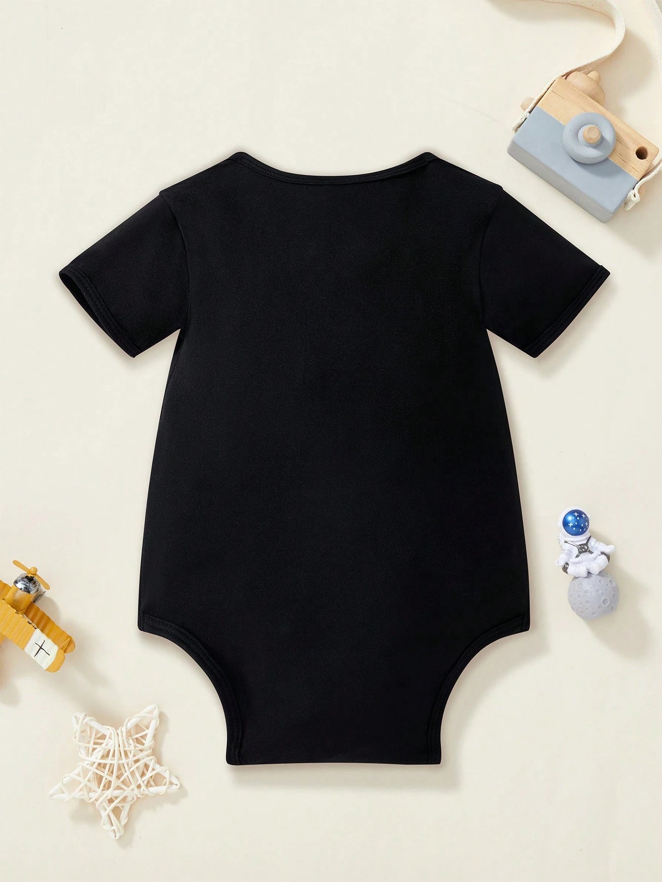 Baby Boy Slogan Print Round Neck Short Sleeve Casual Bodysuit