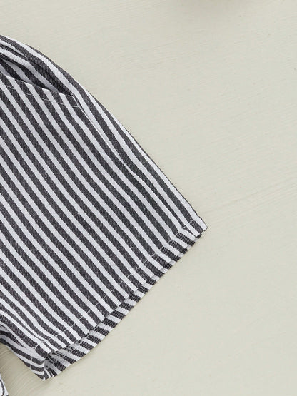 Baby Boys Baseball Half Birthday Outfits Letter Print Long Sleeve Romper Striped Suspender Shorts Gentleman Outfits