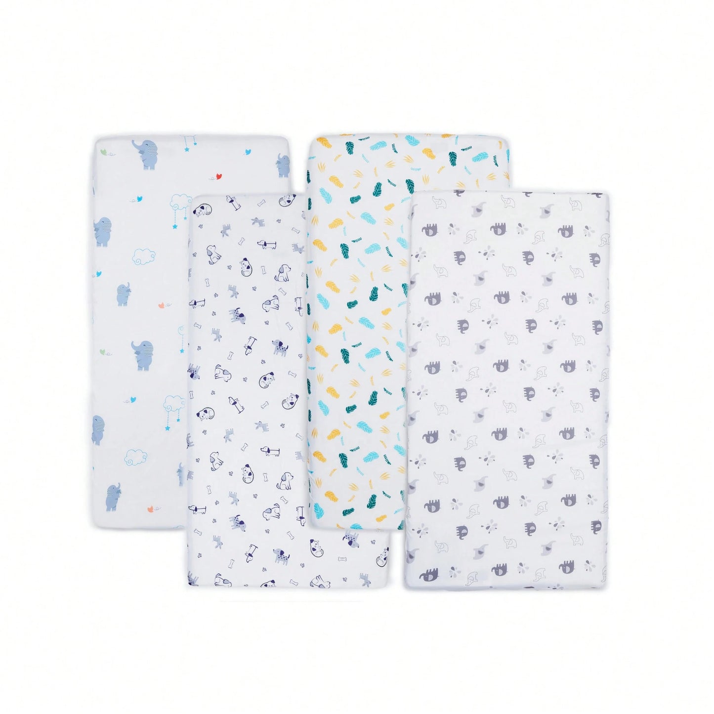 Baby Crib Fitted Sheet With Cute Animal Prints, Soft And Snug, 4 Pack Sheets Fit For Standard Crib Mattress 28x52in
