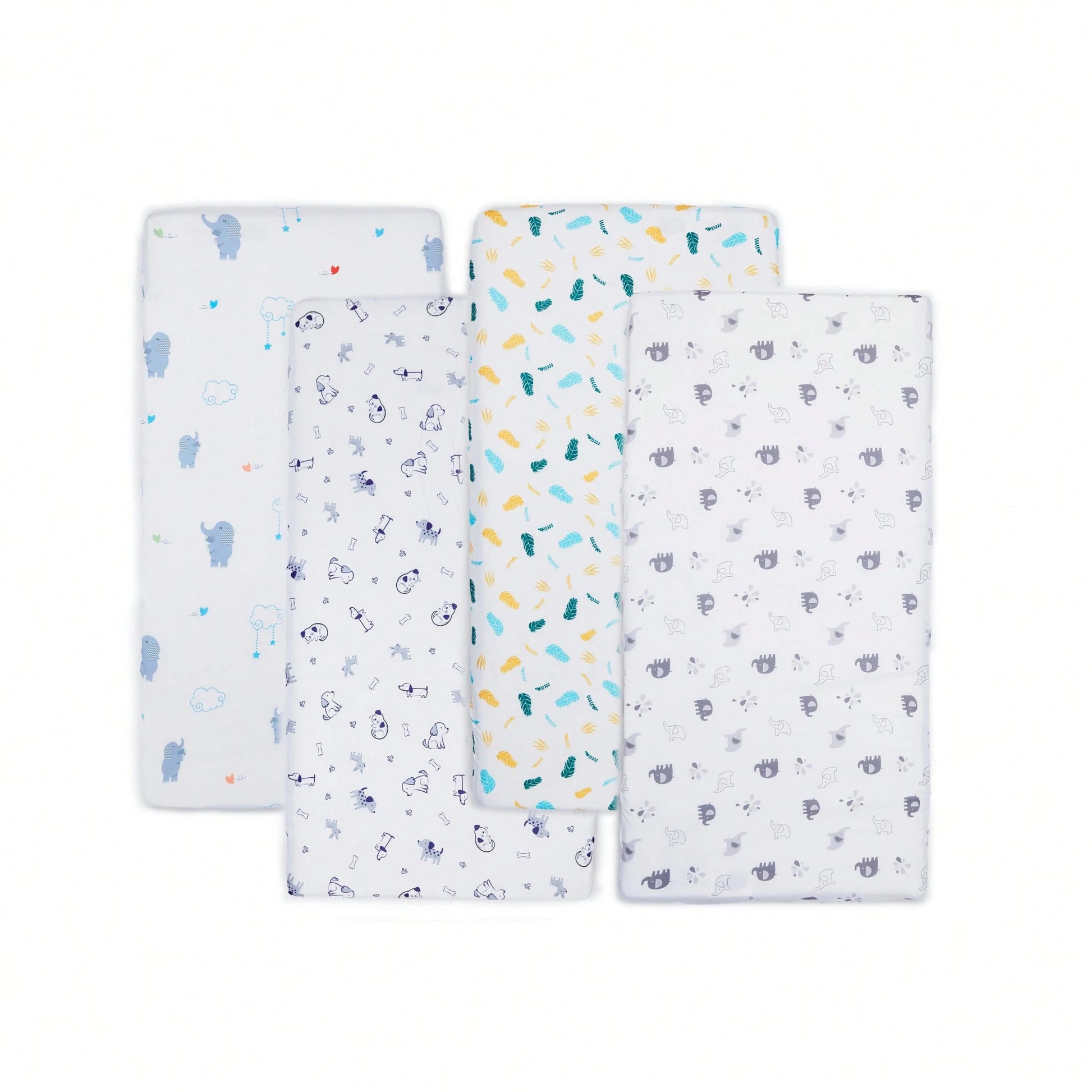 Baby Crib Fitted Sheet With Cute Animal Prints, Soft And Snug, 4 Pack Sheets Fit For Standard Crib Mattress 28x52in