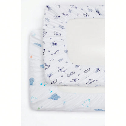 Baby Crib Fitted Sheet With Cute Animal Prints, Soft And Snug, 4 Pack Sheets Fit For Standard Crib Mattress 28x52in