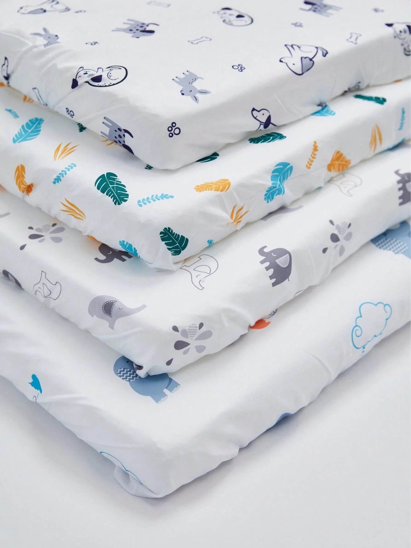 Baby Crib Fitted Sheet With Cute Animal Prints, Soft And Snug, 4 Pack Sheets Fit For Standard Crib Mattress 28x52in